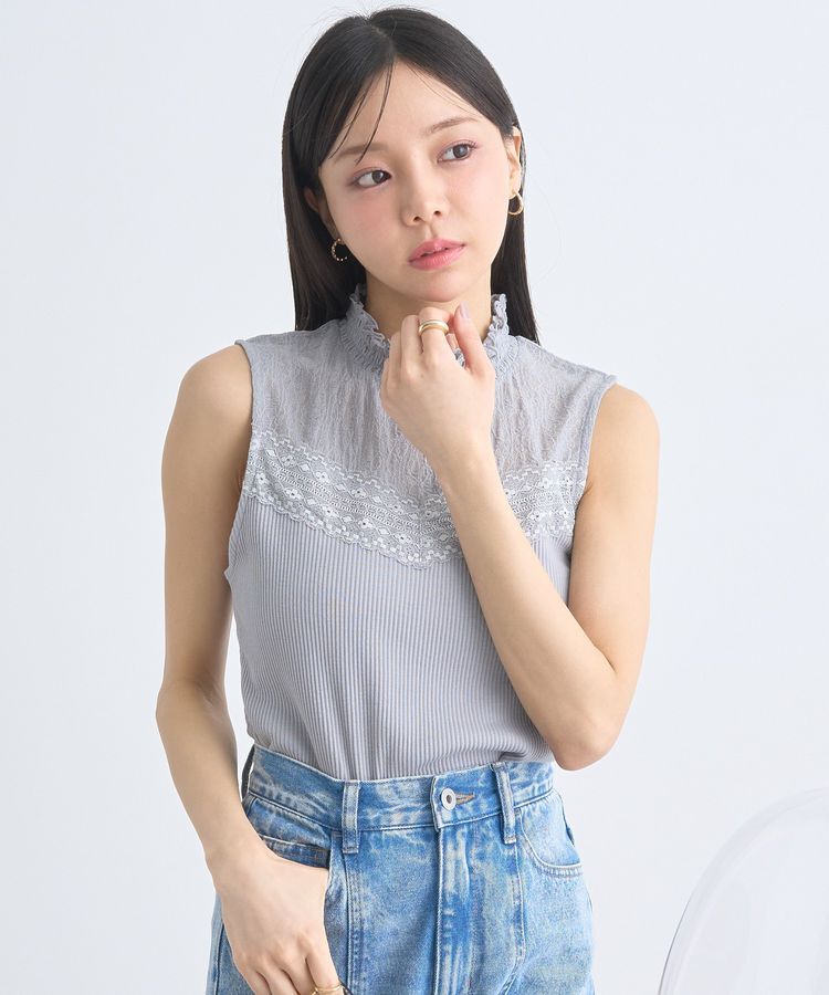 earth music&ecology「レースドッキングタンクトップ」|キャミソール|