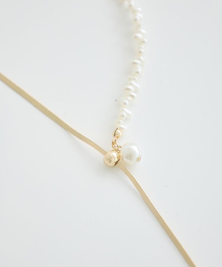 earth music&ecology「スネークチェーン&times;パールスライドロングネックレス」|ネックレス|