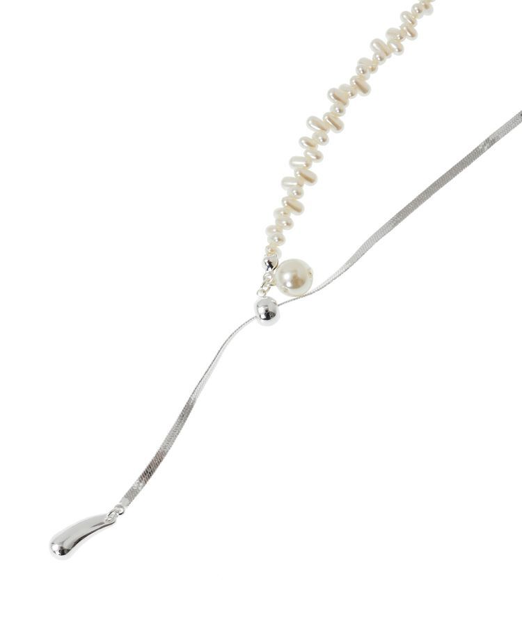earth music&ecology「スネークチェーン&times;パールスライドロングネックレス」|ネックレス|