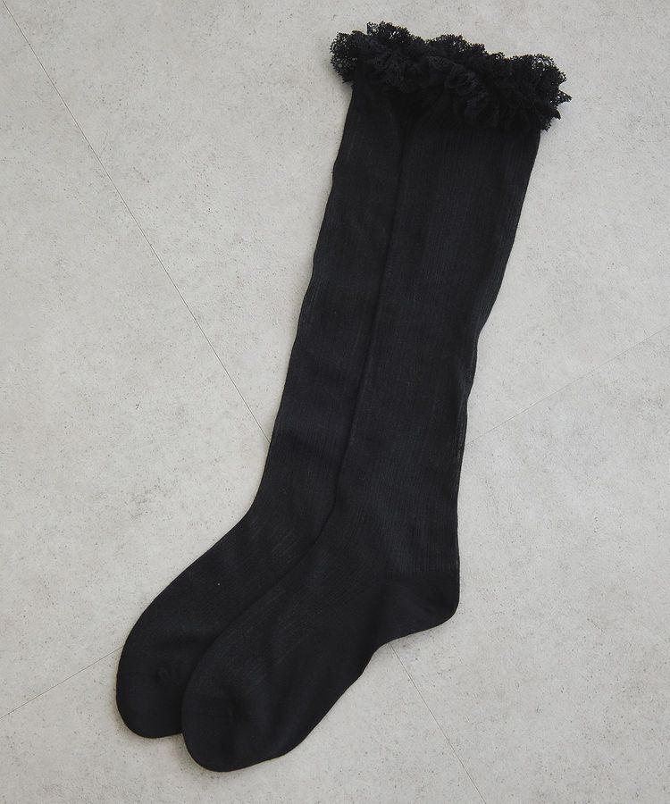 earth music&ecology「レースフリル透かしストライプハイソックス」|その他|