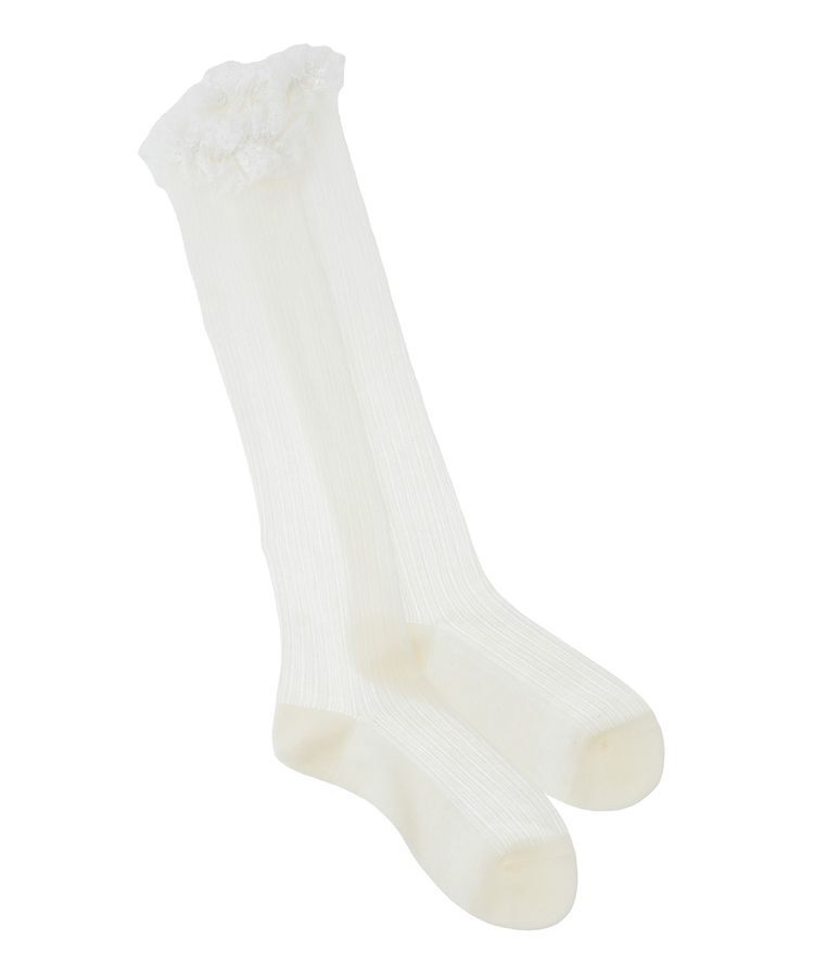 earth music&ecology「レースフリル透かしストライプハイソックス」|その他|