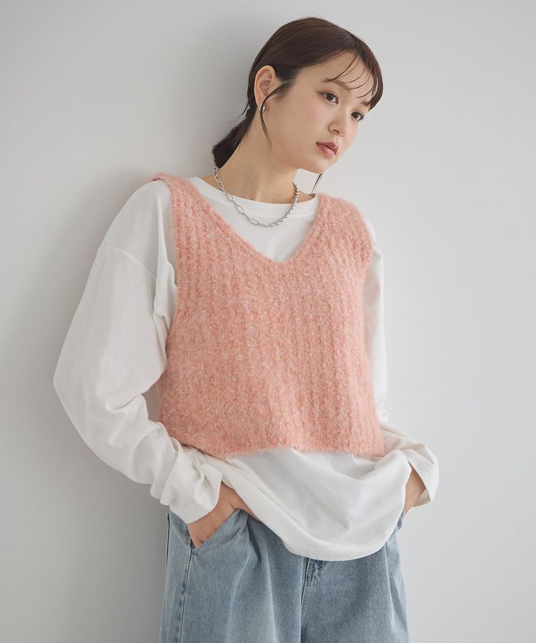 earth music&ecology「MIXカラーブークレニットビスチェ」|ベスト・ジレ|