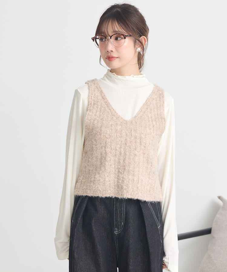 earth music&ecology「MIXカラーブークレニットビスチェ」|ベスト・ジレ|