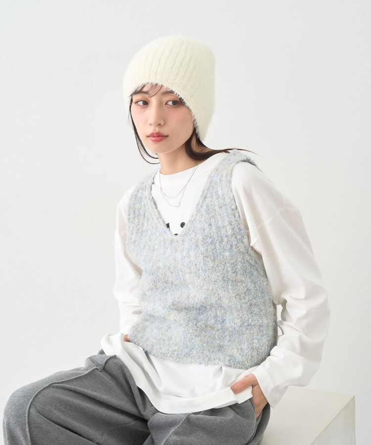 earth music&ecology「MIXカラーブークレニットビスチェ」|ベスト・ジレ|