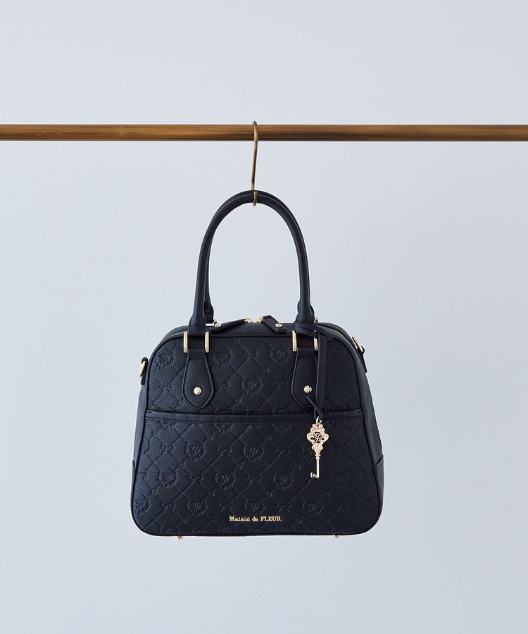 Maison de FLEUR「モノグラムトラペゾイドバッグ」|ハンドバッグ|ブラック