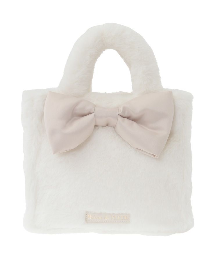 Maison de FLEUR「サテンリボンファー2Wayスクエアトートバッグ」|トートバッグ|