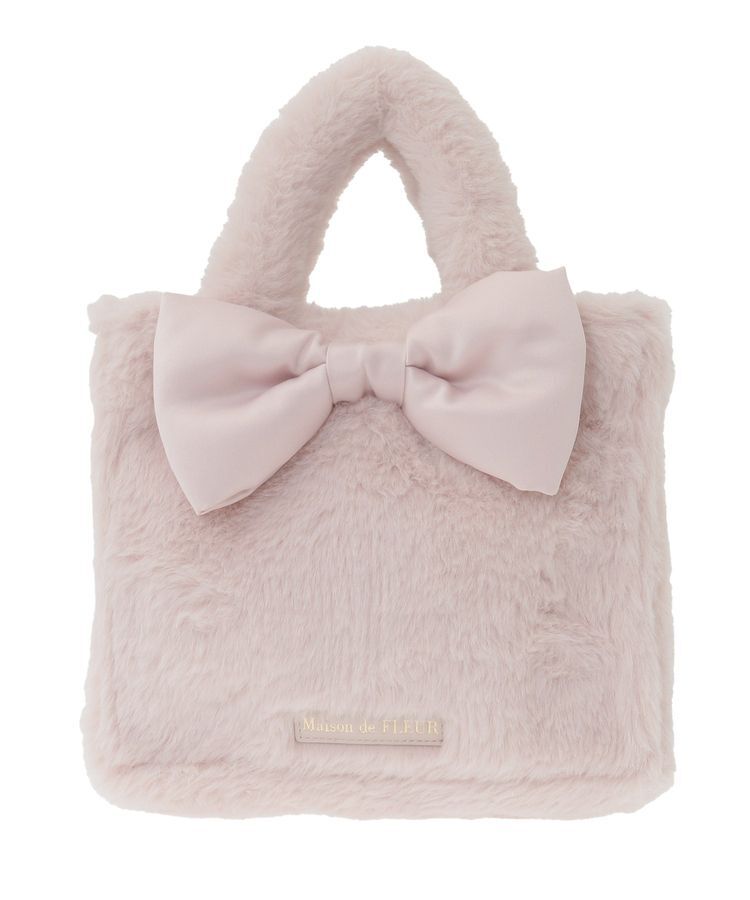 Maison de FLEUR「サテンリボンファー2Wayスクエアトートバッグ」|トートバッグ|