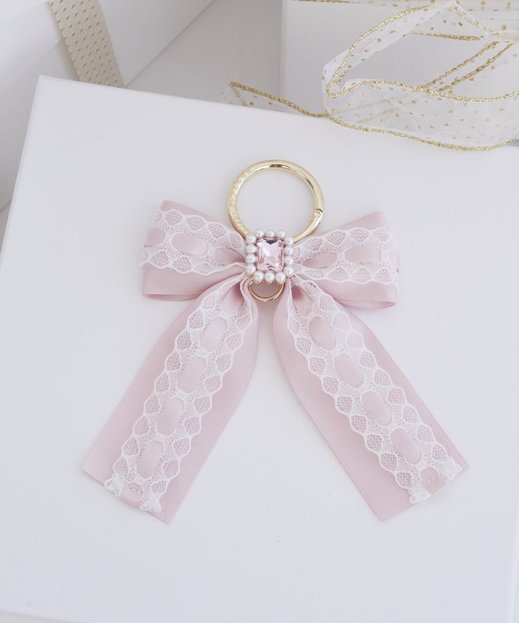 Maison de FLEUR「ハシゴレースパールビジューリボンキーリング」|その他|ピンク