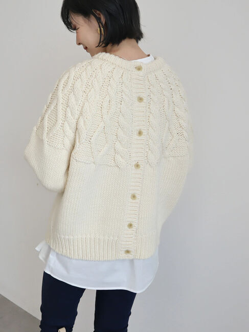  「2WAYポコポコケーブルニットカーディガン」|カーディガン|
