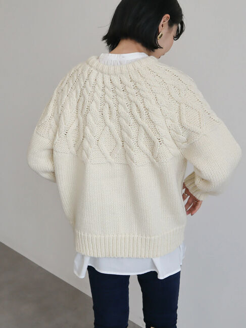  「2WAYポコポコケーブルニットカーディガン」|カーディガン|