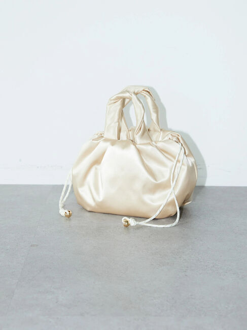  「パテッド巾着バッグ」|ハンドバッグ|アイボリー