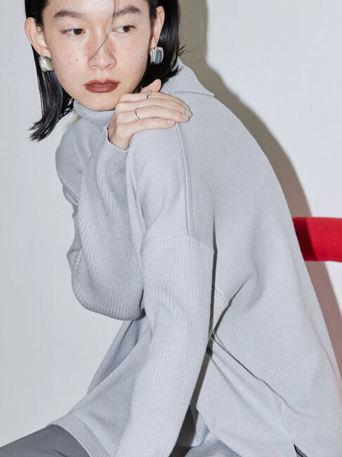  「パチパチしにくいハイネックBIGニットプルオーバー」|ニット・セーター|