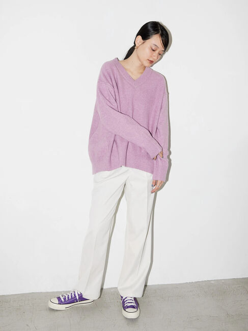  「Vネック前振りコクーンニットプルオーバー」|ニット・セーター|