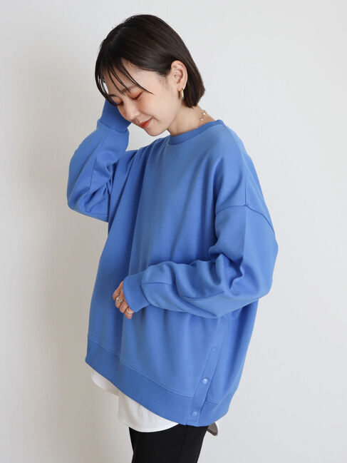  「サイドボタンポンチプルオーバー」|Tシャツ・カットソー|ブルー