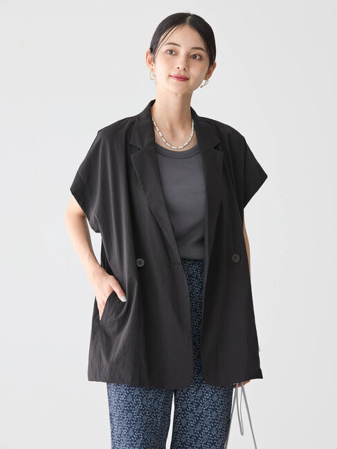 AMERICAN HOLIC「接触冷感Wボタンジレ」|テーラードジャケット|Black