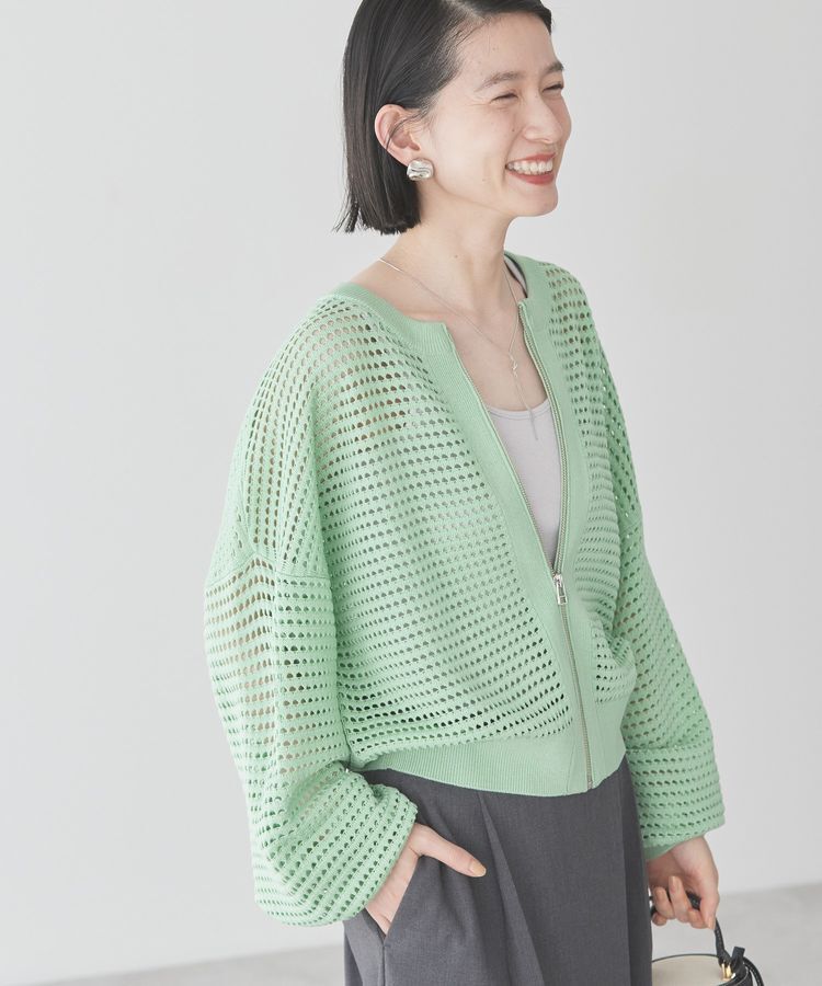 AMERICAN HOLIC「ジップアップメッシュニットカーディガン」|カーディガン|