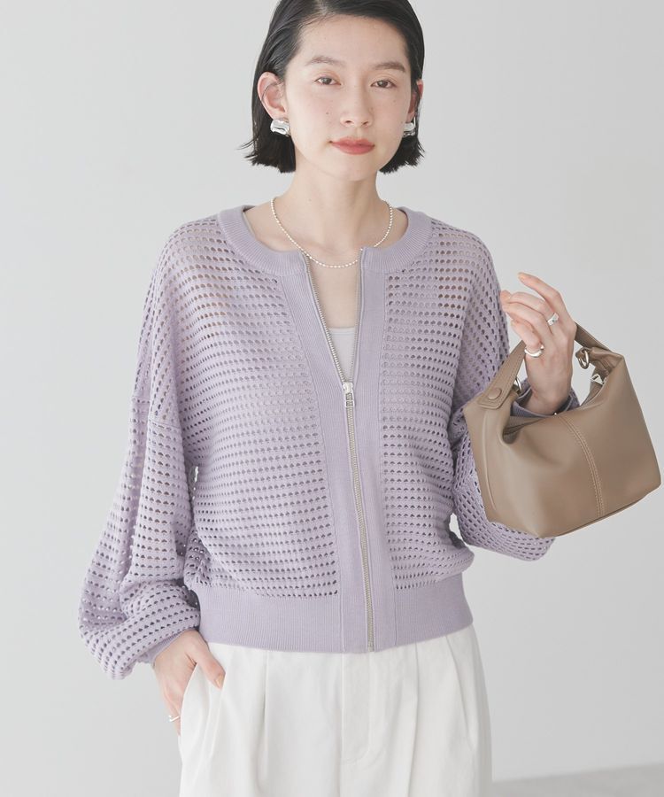 AMERICAN HOLIC「ジップアップメッシュニットカーディガン」|カーディガン|