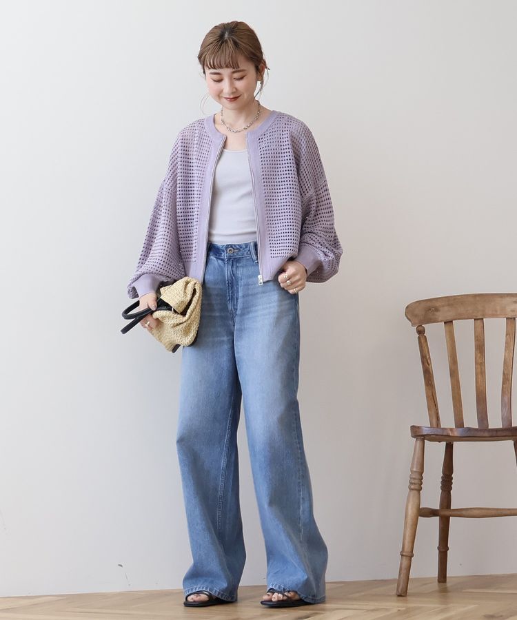 AMERICAN HOLIC「ジップアップメッシュニットカーディガン」|カーディガン|