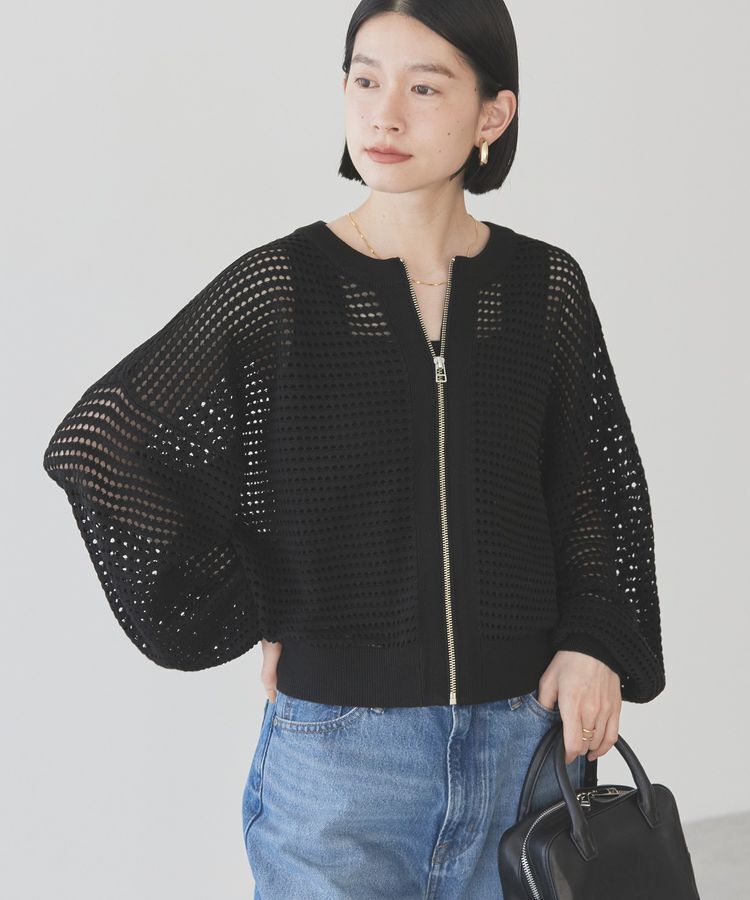AMERICAN HOLIC「ジップアップメッシュニットカーディガン」|カーディガン|