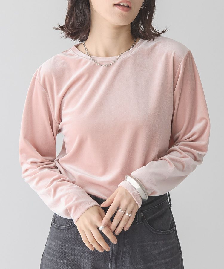 AMERICAN HOLIC「ベロアクルーネックカットプルオーバー」|Tシャツ・カットソー|