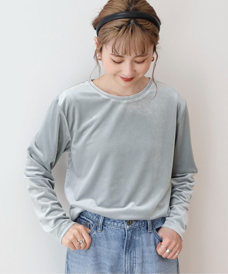 AMERICAN HOLIC「ベロアクルーネックカットプルオーバー」|Tシャツ・カットソー|