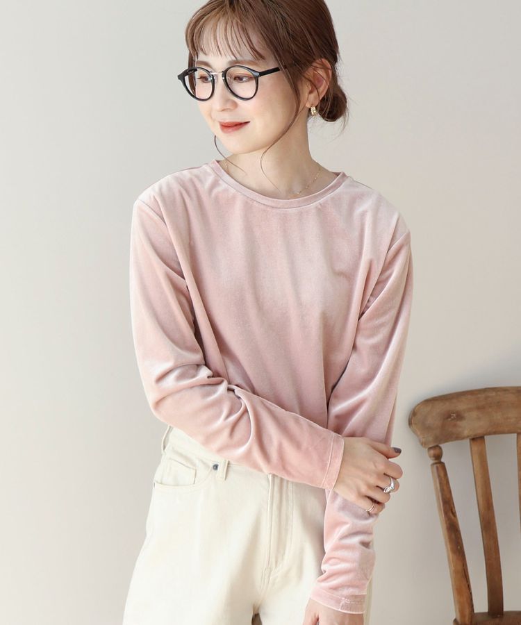 AMERICAN HOLIC「ベロアクルーネックカットプルオーバー」|Tシャツ・カットソー|Pink
