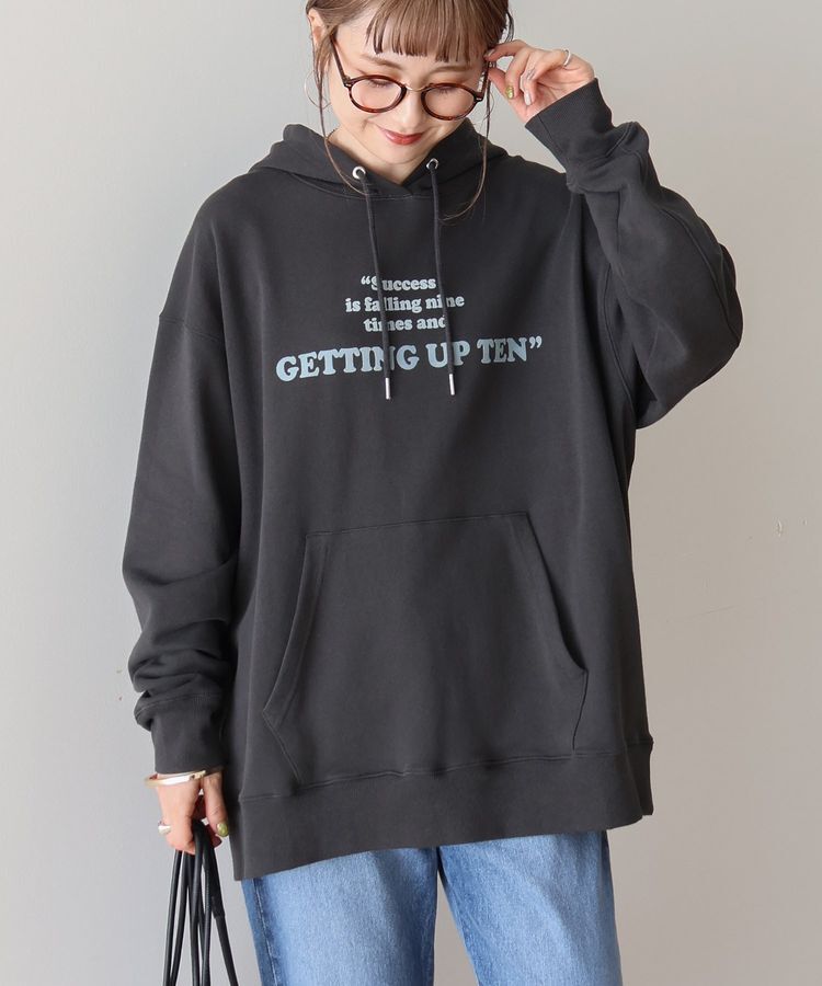 AMERICAN HOLIC「フロッキーロゴプリント裏毛パーカー」|スウェット・ジャージ|Charcoal Gray