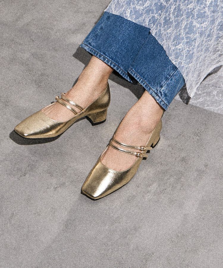 AMERICAN HOLIC「ダブルストラップメリージェーン」|パンプス|Gold
