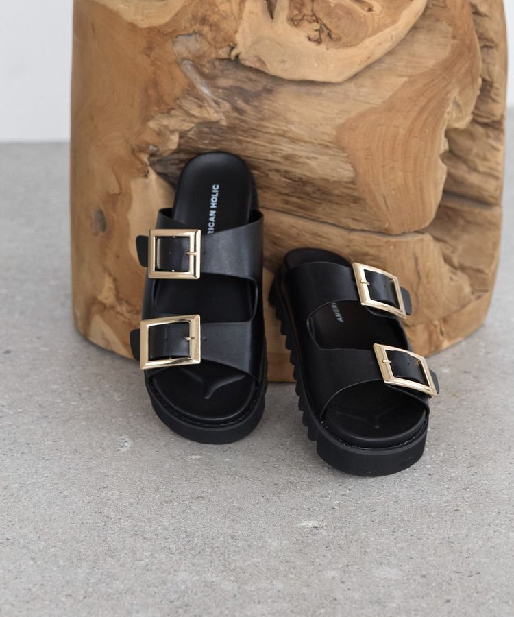 AMERICAN HOLIC「バックルフラットサンダル」|サンダル|Black
