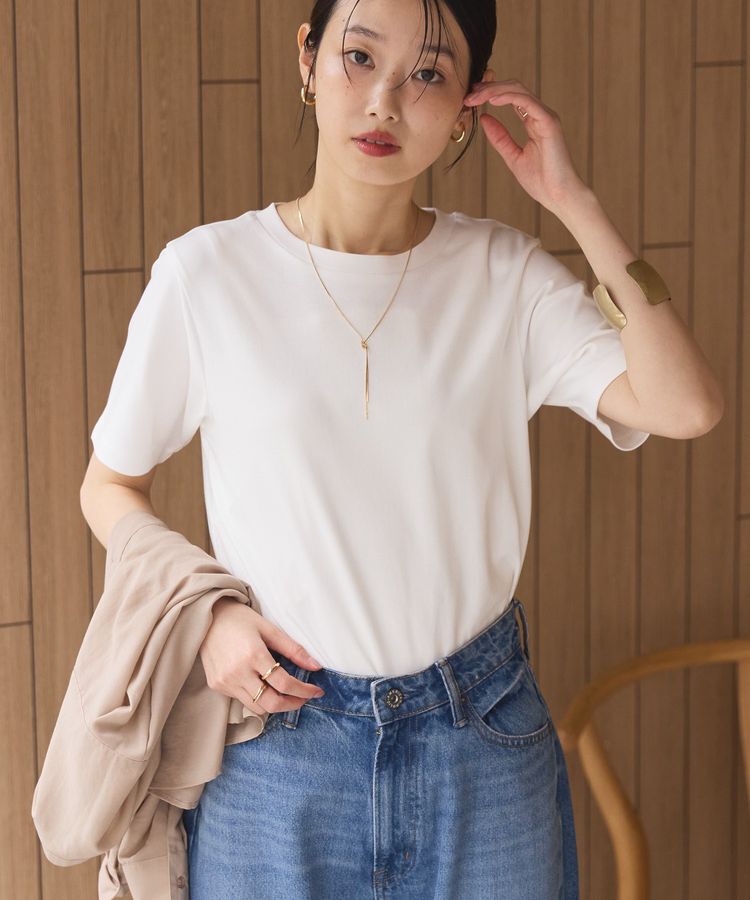 AMERICAN HOLIC「きれいめコットンベーシックTシャツ(5分袖)」|Tシャツ・カットソー|