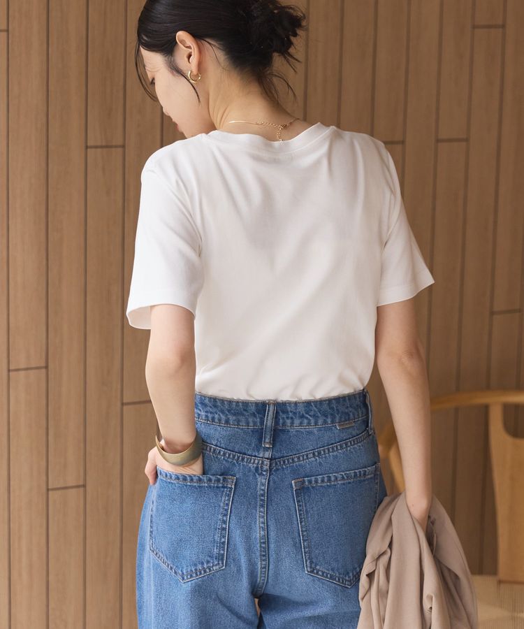 AMERICAN HOLIC「きれいめコットンベーシックTシャツ(5分袖)」|Tシャツ・カットソー|