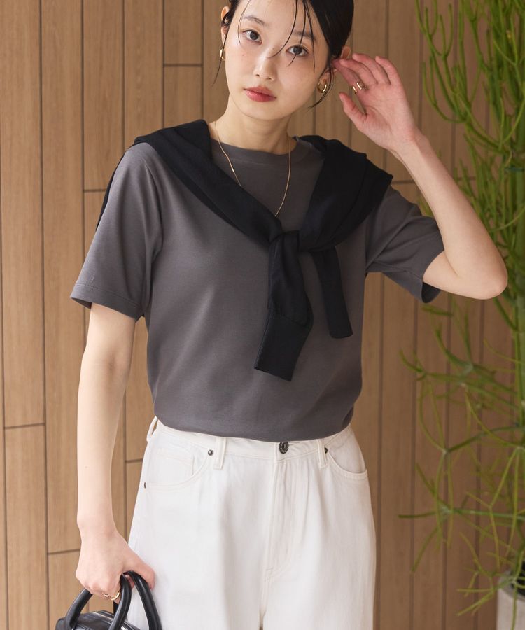 AMERICAN HOLIC「きれいめコットンベーシックTシャツ(5分袖)」|Tシャツ・カットソー|