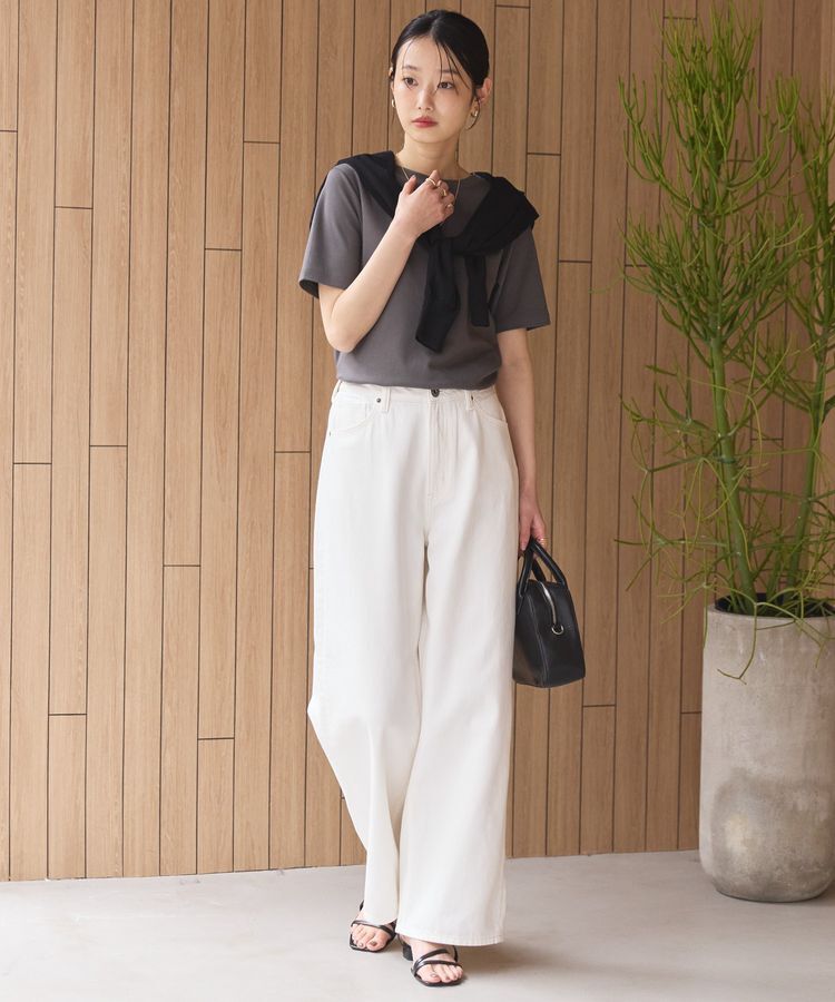 AMERICAN HOLIC「きれいめコットンベーシックTシャツ(5分袖)」|Tシャツ・カットソー|