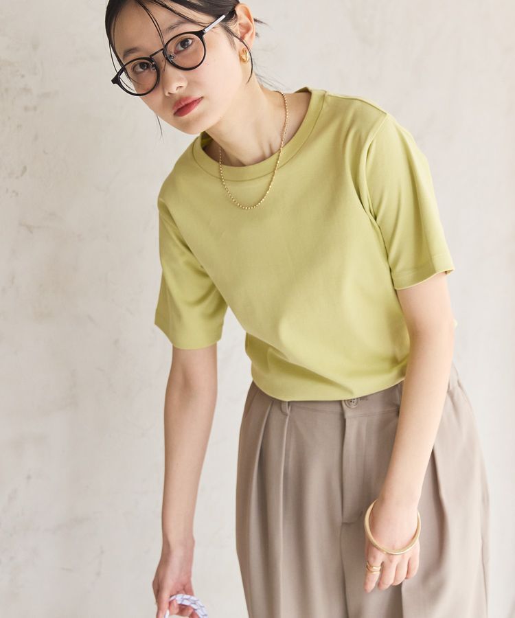 AMERICAN HOLIC「きれいめコットンベーシックTシャツ(5分袖)」|Tシャツ・カットソー|Pistachio