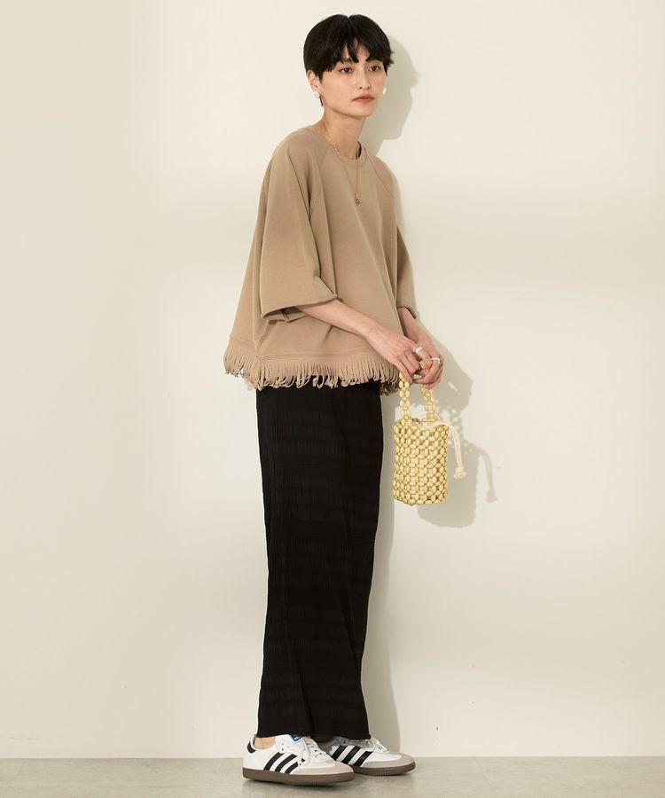 AMERICAN HOLIC「フリンジ5分袖ラグランスウェット」|Tシャツ・カットソー|