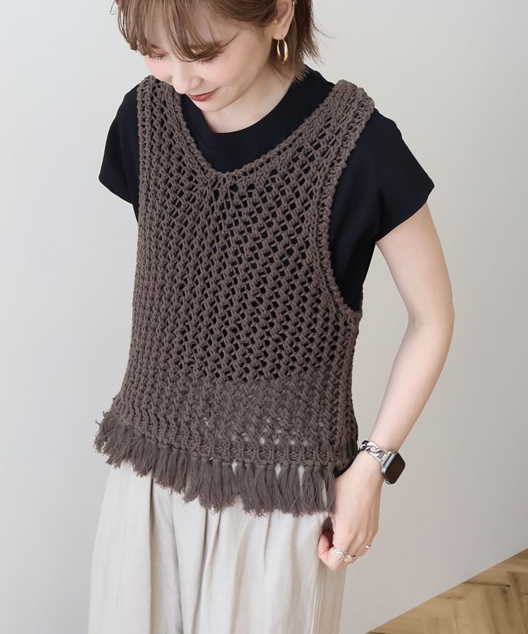 AMERICAN HOLIC「【前後2WAY】フリンジショートベスト」|ベスト・ジレ|
