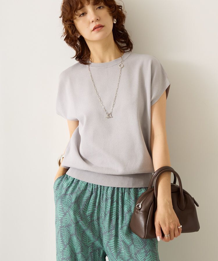 AMERICAN HOLIC「接触冷感ラメフレンチスリーブニットプルオーバー」|ニット・セーター|