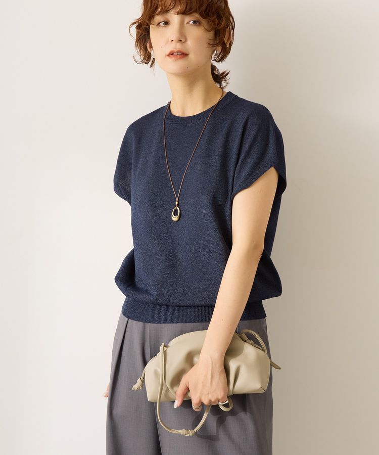 AMERICAN HOLIC「接触冷感ラメフレンチスリーブニットプルオーバー」|ニット・セーター|