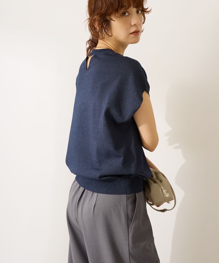 AMERICAN HOLIC「接触冷感ラメフレンチスリーブニットプルオーバー」|ニット・セーター|