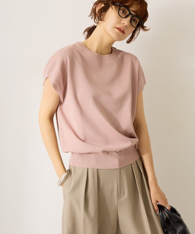 AMERICAN HOLIC「接触冷感ラメフレンチスリーブニットプルオーバー」|ニット・セーター|