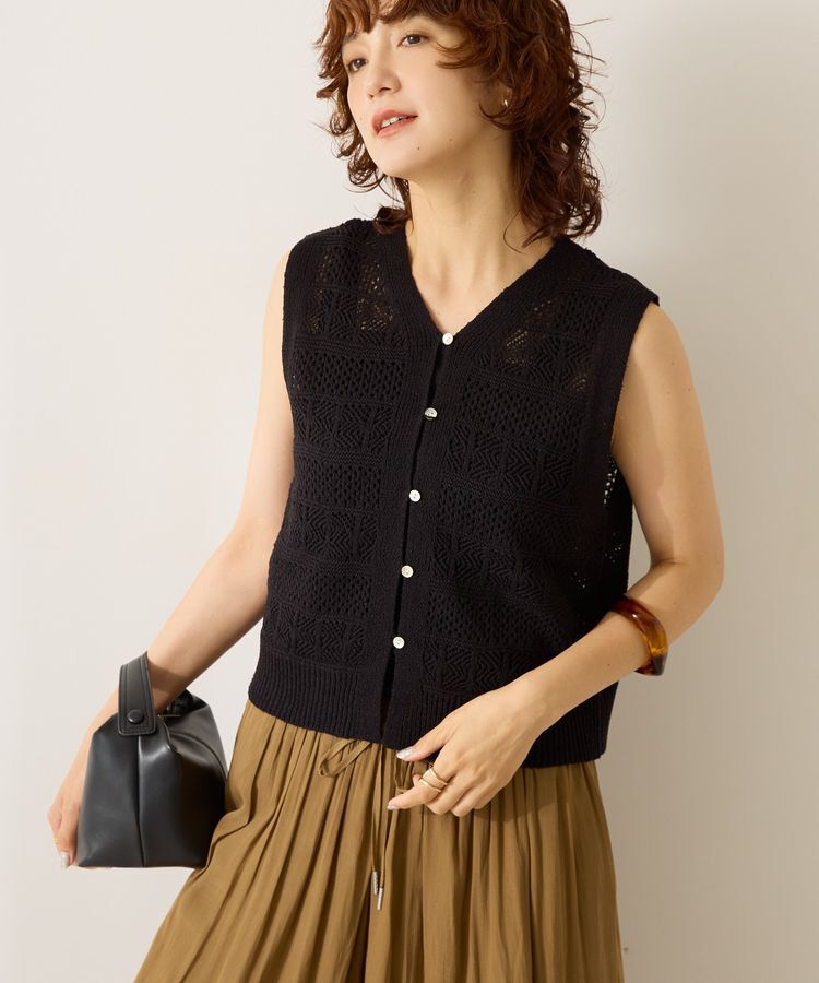 AMERICAN HOLIC「【前後2WAY】レース編みニットベスト」|ベスト・ジレ|