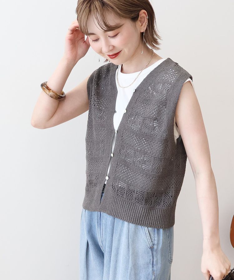 AMERICAN HOLIC「【前後2WAY】レース編みニットベスト」|ベスト・ジレ|