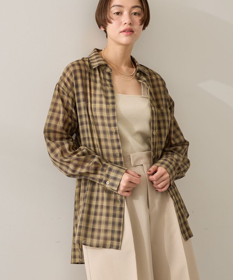 AMERICAN HOLIC「シアーチェック柄オーバーシャツ」|シャツ・ブラウス|Check Yellow