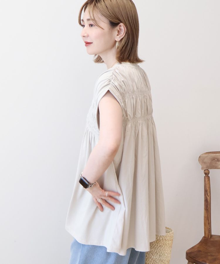 AMERICAN HOLIC「シャーリング半袖フレアプルオーバー」|Tシャツ・カットソー|