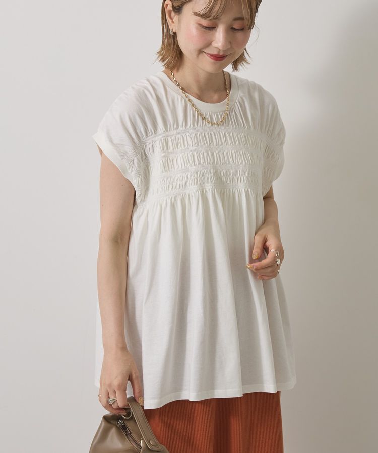 AMERICAN HOLIC「シャーリング半袖フレアプルオーバー」|Tシャツ・カットソー|