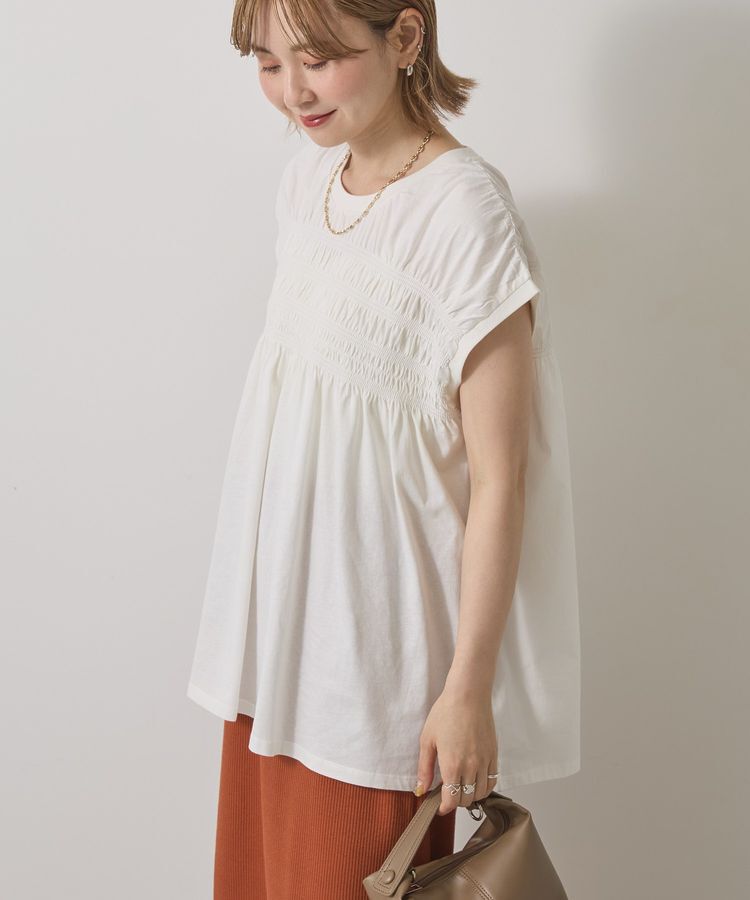 AMERICAN HOLIC「シャーリング半袖フレアプルオーバー」|Tシャツ・カットソー|