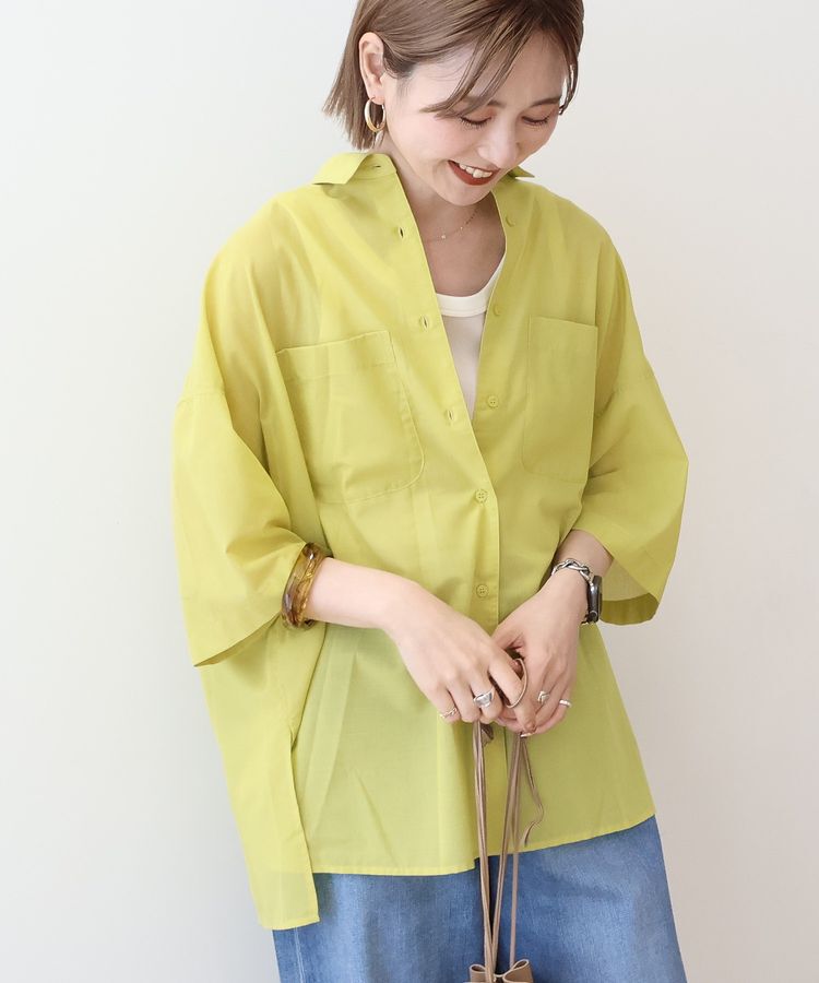 AMERICAN HOLIC「イージーケア+接触冷感Wポケットオーバーシャツ」|シャツ・ブラウス|Yellow