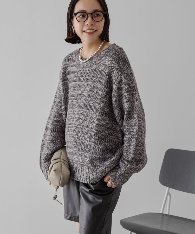 AMERICAN HOLIC「メランジルーズニットプルオーバー」|ニット・セーター|Charcoal Gray