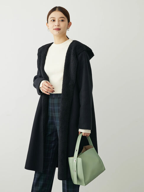 Green Parks「フード付き裏ボアロングコーディガン」|その他|Black