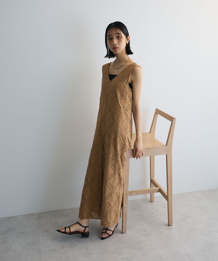 AnriettMusee「クラシックレースロンパース」|オールインワン|Camel